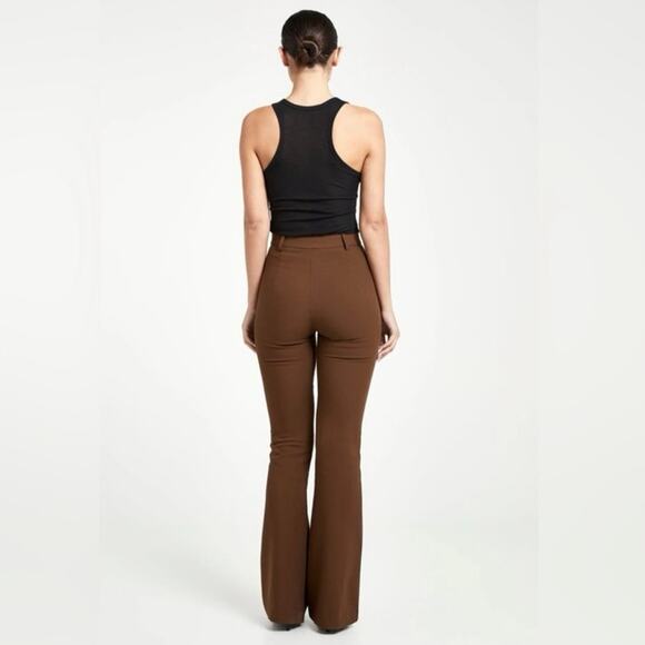 Because of Alice BOA NWT Wide Leg Suit Trouser Pants in Chocolate Brown Large - Picture 4 of 15